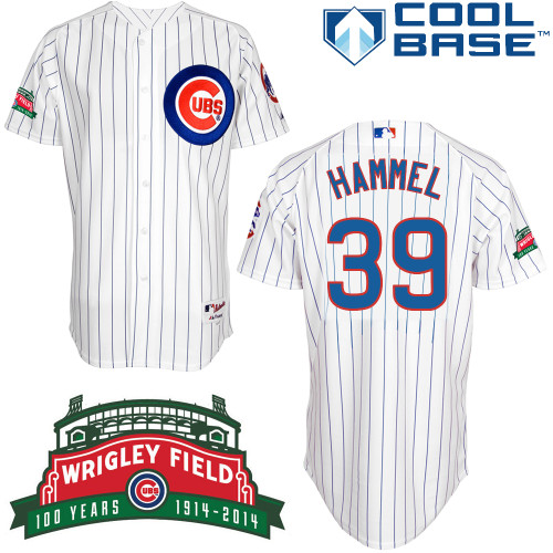 Jason Hammel #39 MLB Jersey-Chicago Cubs Men's Authentic Wrigley Field 100th Anniversary White Baseball Jersey
